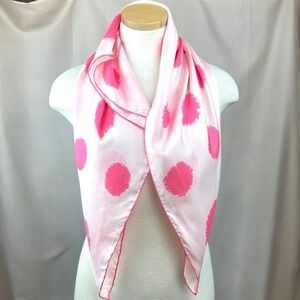 Vintage ECHO Scarf 32" Square Scarf Cute Powder Puff‎ Pink Silk Mod 60s Japan